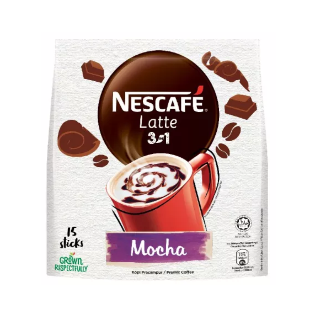 Nestle Nescafe Latte 3 in 1 Mocha Coffee, 15 sticks