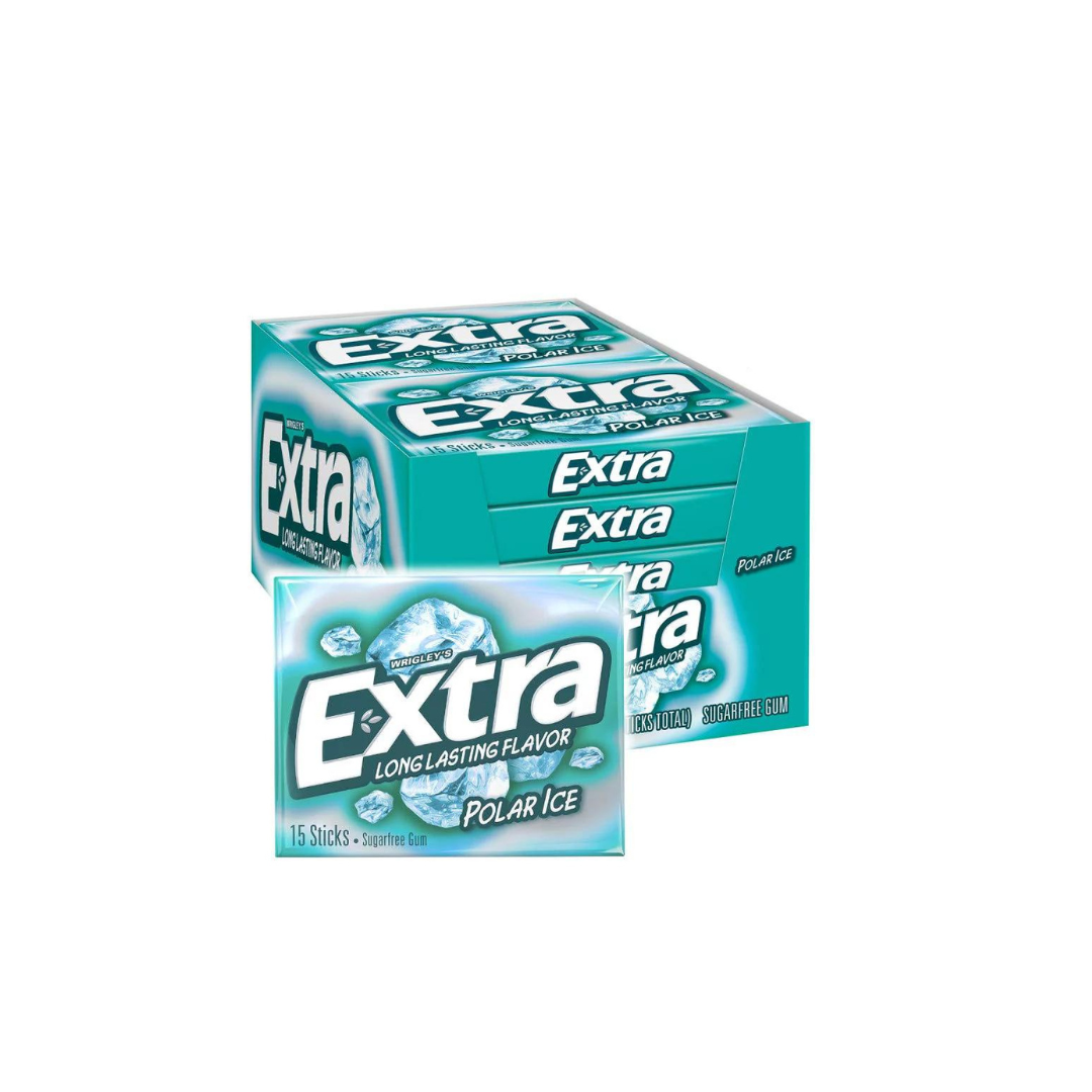 EXTRA Polar Ice Sugar free Gum, 15 Sticks 47g, pack of 10