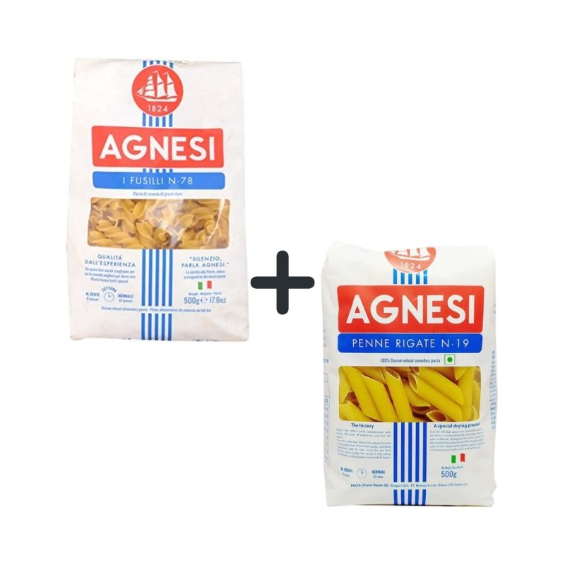 Buy Agnesi Fusilli N 78 Pasta + Agnesi Penne Rigate N 19 Pasta Combo Pack