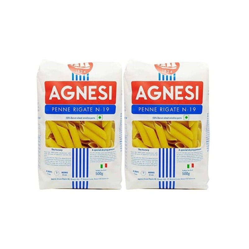 Agnesi Penne Rigate N-19 Pasta 500g (PACK OF 2) - Luckystore.in