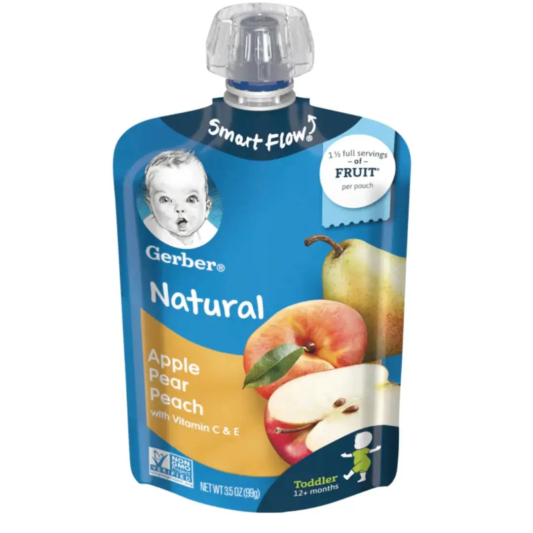 Buy Gerber Baby Food Pouches, Toddler 12+ Months, Apple Pear Peach Cereal